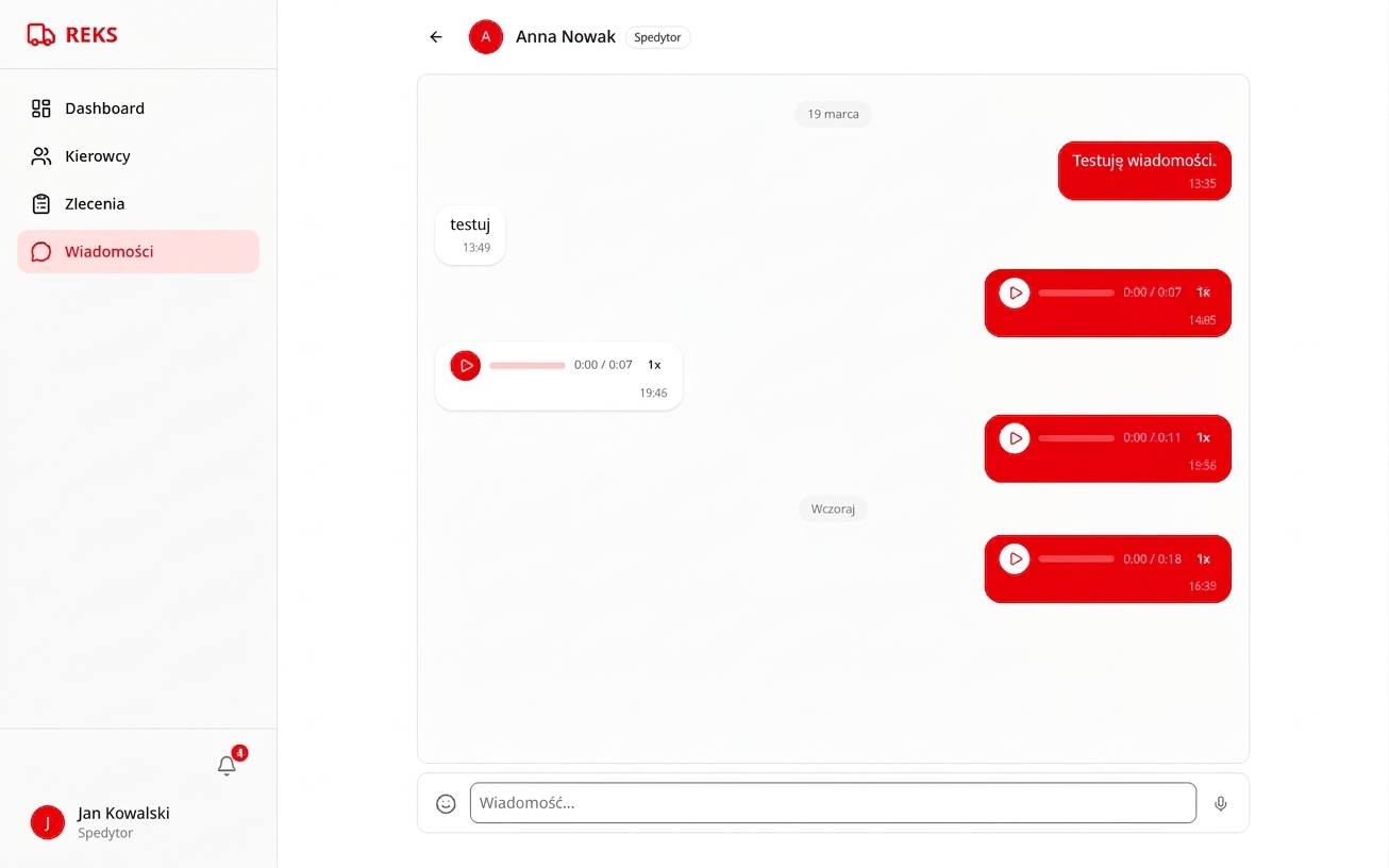 Wiadomości conversation — desktop
