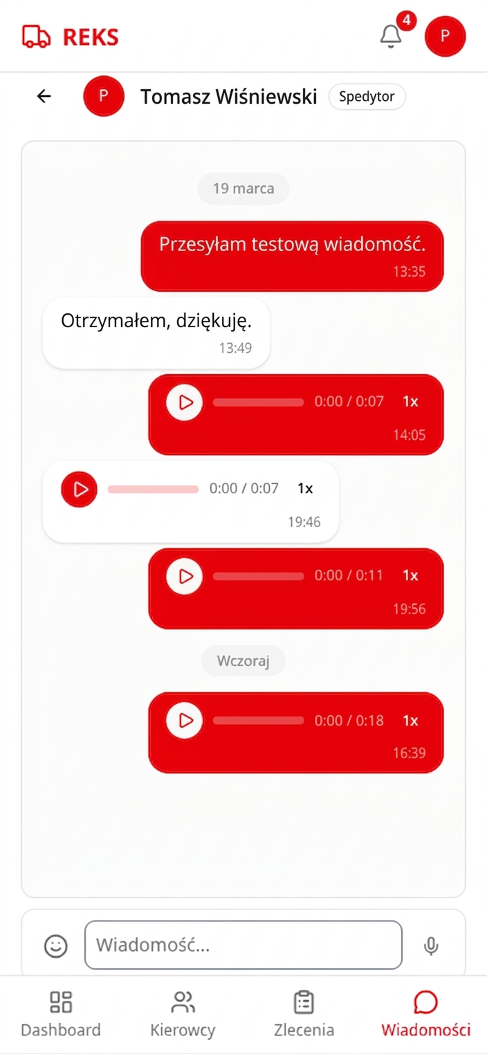 Wiadomości conversation — mobile